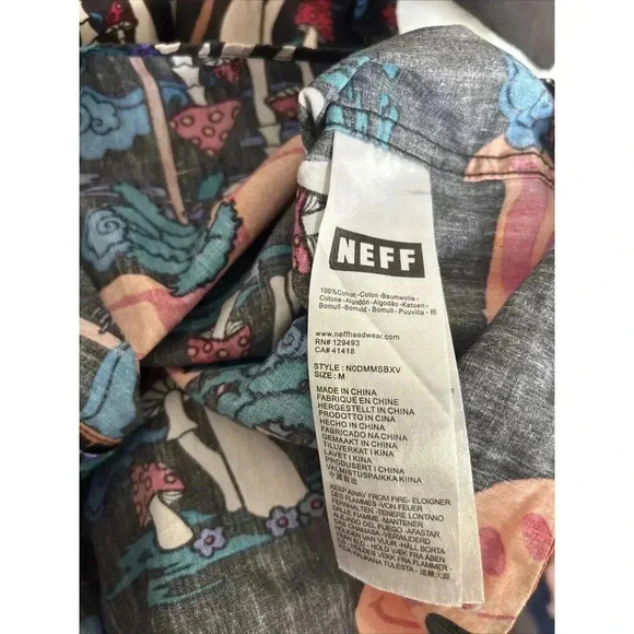 NEFF Button Down Shirt Mushroom Psychedelic Trippy Hippy Smiley Face Men's Med - Picture 6 of 9